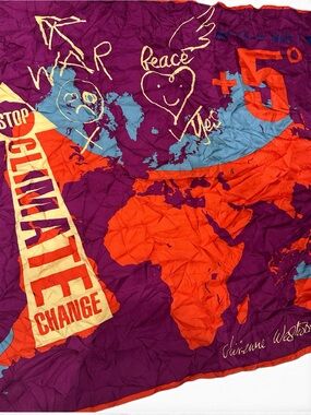 Vivienne Westwood Climate Change World Map Silk Scarf Activist Graphic